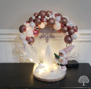 Winter Hoop Pink Bauble Home Decor Lighted Centerpiece Santa Claus Handmade
