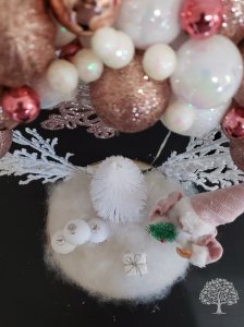 Winter Hoop Pink Bauble Home Decor Lighted Centerpiece Santa Claus Handmade