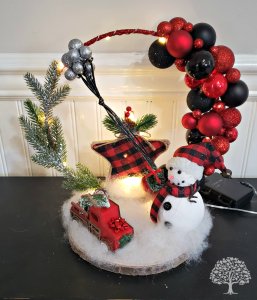 Winter Hoop Bauble Lighted Centerpiece Snowman Design Handmade