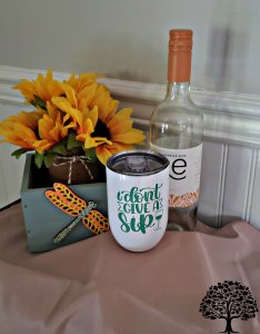 Stainless Steel Wine Tumbler 12 oz I Don't Give A Sip Handmade