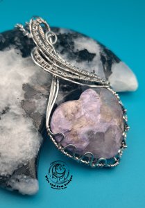 Charoite Heart Stainless Steel Wire Wrapped Pendant