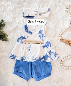 Set Peplum Tank, Bummies, headband Size 3-6m