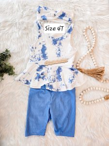 Set Peplum Tank, Biker Shorts, headband Set 4T