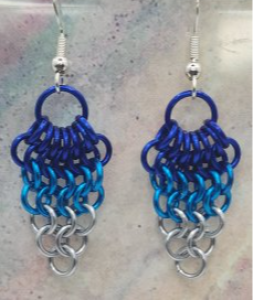 Blue Ombre Euro 4 in 1 Gathered Earrings