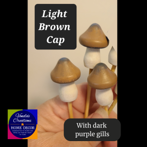 Mushroom plant stake, indoor home decor for plant lovers, blue capped mushrooms and brown capped