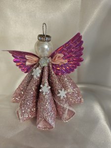 Pink Snow Glitter Angel