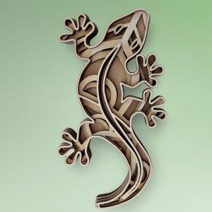3D Wood Multi-Layered Picture - Lizard