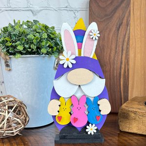 Easter Peep Gnome Shelf Sitter - DIY seasonal home decor craft kit - Set of 1