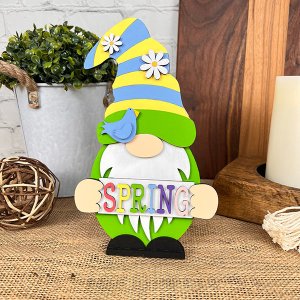 Spring Sign Gnome Shelf Sitter - DIY seasonal home decor craft kit - Set of 1