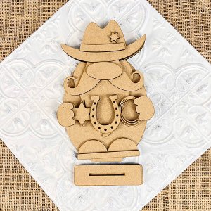 Cowboy Gnome Shelf Sitter - DIY home decor craft kit - Set of 1
