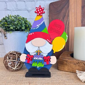 Birthday Gnome Shelf Sitter - DIY home decor craft kit - Set of 1