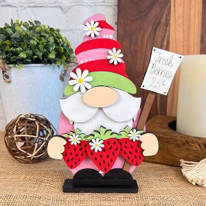 Strawberry Gnome Shelf Sitter - DIY home decor craft kit - Set of 1