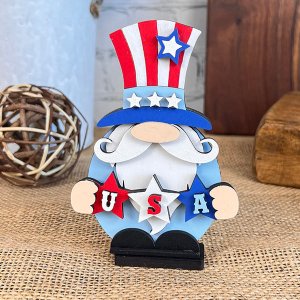 Uncle Sam Gnome Shelf Sitter - DIY seasonal home decor craft kit - Set of 1