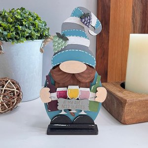 Wine Lover Gnome Shelf Sitter - DIY home decor craft kit - Set of 1