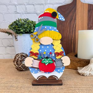 Sewing - Quilting Gnome Shelf Sitter - DIY home decor craft kit - Set of 1