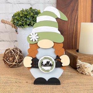 Farmhouse Hello Gnome Shelf Sitter - DIY home decor craft kit - Set of 1