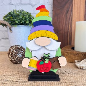 Teacher Gnome Shelf Sitter - DIY home decor craft kit - Set of 1