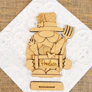 Farmer Gnome Shelf Sitter - DIY home decor craft kit - Set of 1
