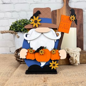 Scarecrow Gnome Shelf Sitter - DIY seasonal home decor craft kit - Set of 1