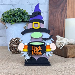Witch Gnome Shelf Sitter - DIY seasonal home decor craft kit - Set of 1