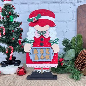 Mrs Claus Baking Gnome Shelf Sitter - DIY seasonal home decor craft kit - Set of 1