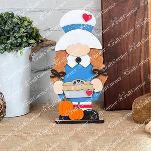 Girl Pilgrim Gnome Shelf Sitter - DIY home decor craft kit - Set of 1