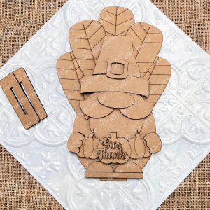 Turkey Gnome Shelf Sitter Shelf Sitter - DIY seasonal home decor craft kit - Set of 1