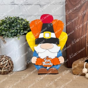 Turkey Gnome Shelf Sitter Shelf Sitter - DIY seasonal home decor craft kit - Set of 1