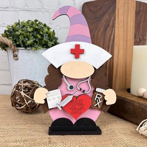Nurse Gnome Shelf Sitter - DIY home decor craft kit - Set of 1
