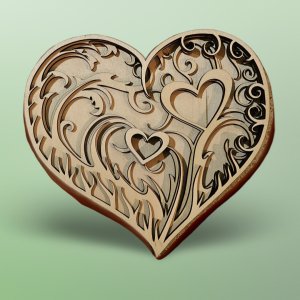 3D Wood Multi-Layered Picture - Filigree Heart