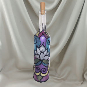 Bottle Vase - Faux Stained Glass Lotus
