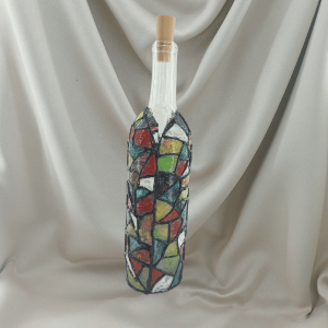 Bottle Vase - Faux Stained Glass Cross