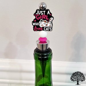 Just A Girl Who Loves Cats Beaded Wine Stopper Handmade