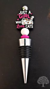 Just A Girl Who Loves Cats Beaded Wine Stopper Handmade