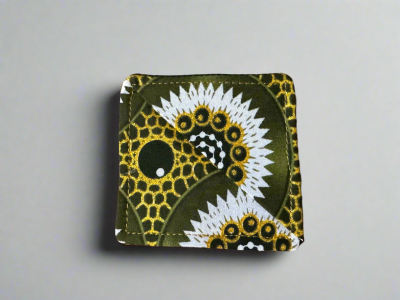 BMK100149 - Fabric, Patterned Handmade Olive Green, White, and Gold Bookmark