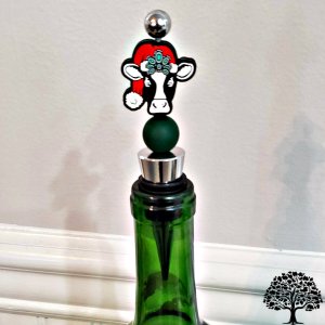 Christmas Cow Beaded Wine Stopper Handmade