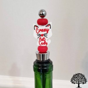 Crazy Cat Lady Beaded Wine Stopper Handmade