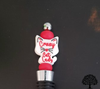 Crazy Cat Lady Beaded Wine Stopper Handmade