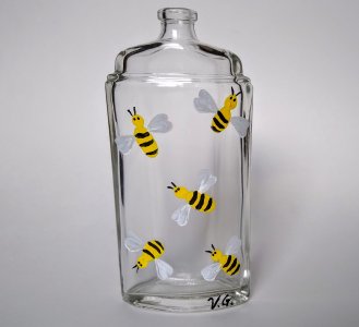 Hand painted bud vase, honey bee home decor, small bud vases