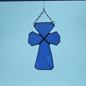 Blue Stained Glass Cross - SHIPPING INCLUDED!!!!