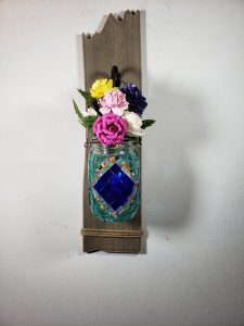 Mosaic mason jar wall sconce, lantern, decorative sconce, accent lighting, housewarming gift, home decor gift, mason jar lamp