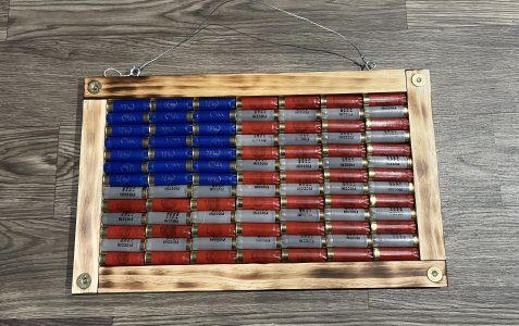 American Flag made from  spent shotgun shells