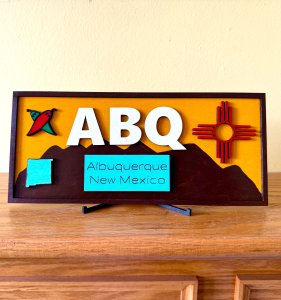 Albuquerque ABQ Airport Desk Office Bookshelf Sign