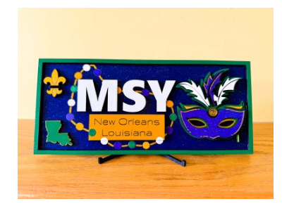 New Orleans MSY Airport Desk Office Bookshelf Sign