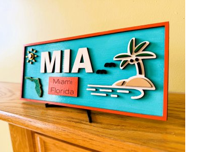 Miami MIA Airport Desk Office Bookshelf Sign
