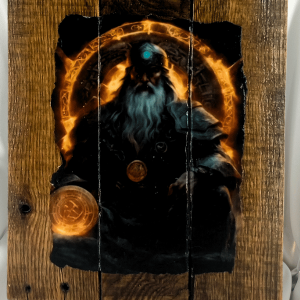 Odin and Rune of Protection Wooden Wall Plaque