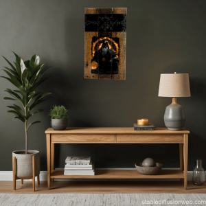 Odin and Rune of Protection Wooden Wall Plaque