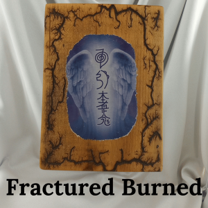 Reiki Symbols Fractured Burned Wooden Plaque