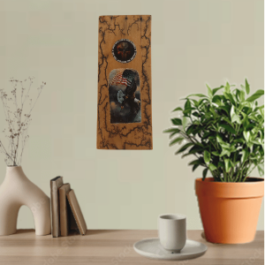 Patriotic American Eagle Fractured Burned Wooden Plaque