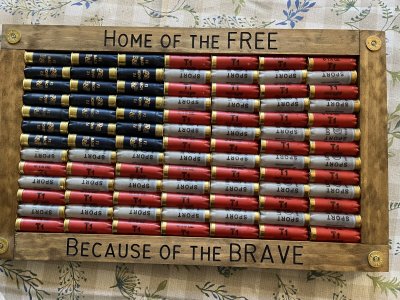 American Flag made from  spent shotgun shells